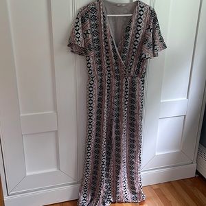 Jump suit Women's size Medium bohemian black and blush criss cross style